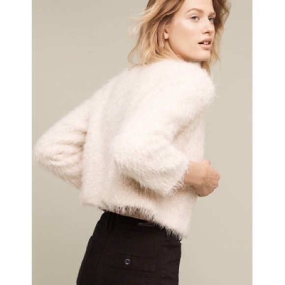 fuzzy white cardigan sweater